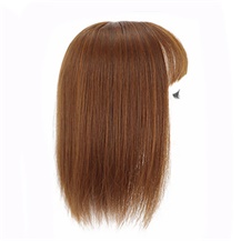 8" Light Brown Three Clips on Hairpiece with 3D fringe Hair Topper For Woman