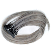 24 inches #Light Grey 50S 6D Human Hair Extensions Straight