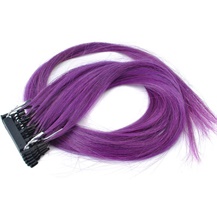 16 inches #Purple  25S 6D Human Hair Extensions Straight