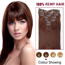 18 inches Dark Auburn (#33) 7pcs Clip In Indian Remy Hair Extensions