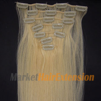 22 inches Bleach Blonde (#613) 7pcs Clip In Indian Remy Hair Extensions