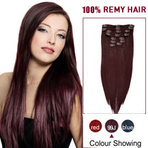 32 inches 99J 9PCS Straight Clip In Indian Remy Hair Extensions