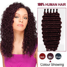 20 inches 99J 50S Curly Stick Tip Human Hair Extensions