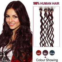 20 inches 99J 100S Curly Micro Loop Human Hair Extensions
