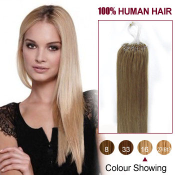28 inches Golden Blonde (#16) 100S Micro Loop Human Hair Extensions