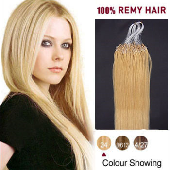 20 inches Ash Blonde (#24) 100S Micro Loop Human Hair Extensions