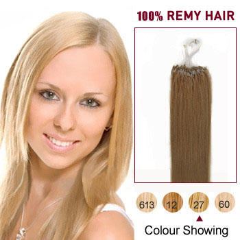 20 inches Strawberry Blonde (#27) 100S Micro Loop Human Hair Extensions