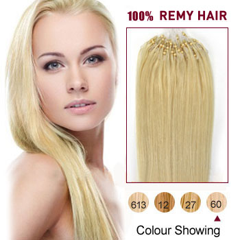 20 inches White Blonde (#60) 50S Micro Loop Human Hair Extensions