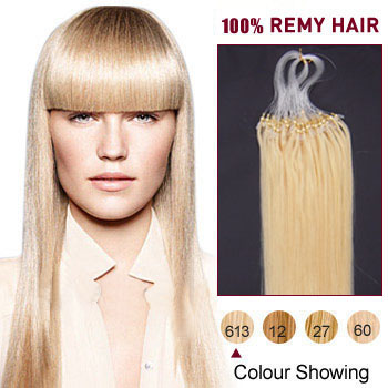 16 inches Bleach Blonde (#613) 100S Micro Loop Human Hair Extensions