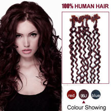 18 inches 99J 50S Curly Nail Tip Human Hair Extensions