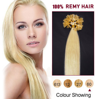 18 inches White Blonde (#60) 100S Nail Tip Human Hair Extensions