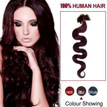 16 inches 99J 50S Wavy Nail Tip Human Hair Extensions