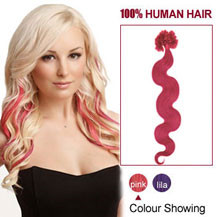 18 inches Pink 100S Wavy Nail Tip Human Hair Extensions