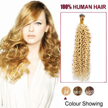 20 inches Ash Blonde(#24) Nano Ring Curly Hair Extensions
