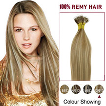 18 inches (#12/613) Golden Brown Blonde 50s Nano Ring Human Hair Extensions