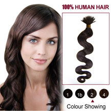 20" Dark Brown(#2) Wavy Nano Ring Hair Extensions