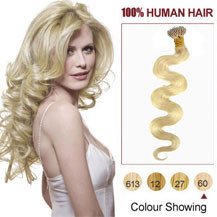 20 inches White Blonde(#60) Nano Ring Wavy Hair Extensions