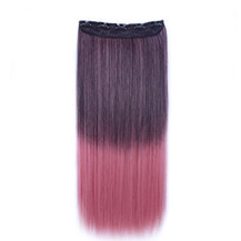 24 inches Ombre Colorful Clip in Hair Straight 4# Black/Rosy 1 Piece