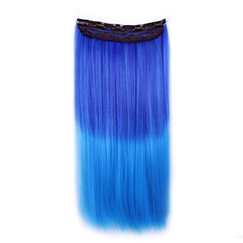 24 Ombre Colorful Clip In Hair Straight 6 Dark Blue Light Blue 1 Piece