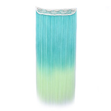 24 inches Ombre Colorful Clip in Hair Straight 9# Peacock-Green/Light-Green 1 Piece