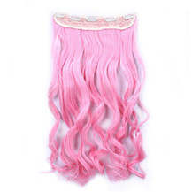 24 inches Ombre Colorful Clip in Hair Wavy 23# Pink/Pink 1 Piece