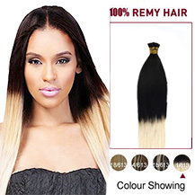 16 inches Ombre #1/613 50S Stick Tip Human Hair Extensions Straight