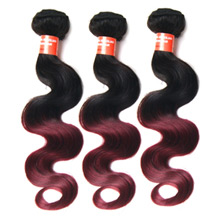 3 set bundle #1B/Bug Ombre Body Wave Indian Remy Hair Wefts 18/20/22 Inches
