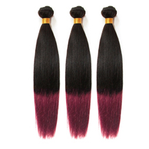 3 set bundle #1B/Bug Ombre Straight Indian Remy Hair Wefts 18/20/22 Inches