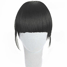 Neat Bang With Human Hair On The Temples Black 1 Piece