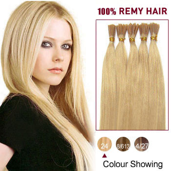 24 inches Ash Blonde (#24) 50S Stick Tip Human Hair Extensions