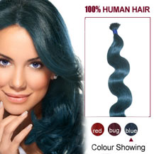 16 inches Blue 50S Wavy Stick Tip Human Hair Extensions