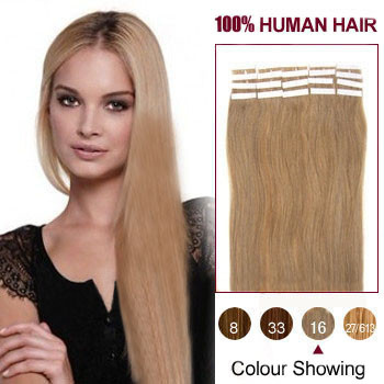 18 inches Golden Blonde (#16) 20pcs Tape In Human Hair Extensions