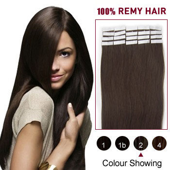 16 inches Dark Brown (#2) 20pcs Tape In Human Hair Extensions