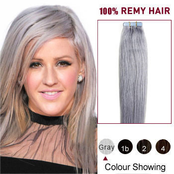 20 inches Gray Tape in Human Hair Extensions
