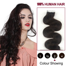 24 inches Dark Brown (#2) 20pcs Wavy Tape In Human Hair Extensions