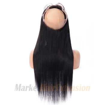 8 inches 360 Natural Black Straight Full lace Human closure wig