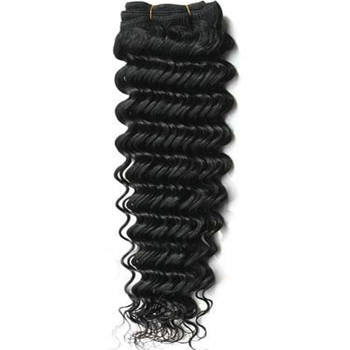 24 inches Jet Black (#1) Deep Wave Indian Remy Hair Wefts