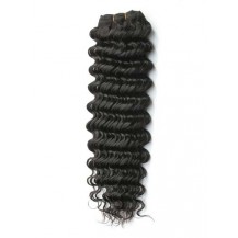 24 inches Natural Black (#1b) Deep Wave Indian Remy Hair Wefts