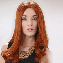 18 inches Human Hair Lace Front Wig Wavy Light Auburn