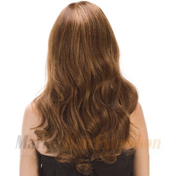 18 inches Human Hair Full Lace Wig Wavy Golden Brown